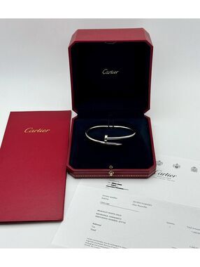 Cartier 18k white gold JUSTE UN CLOU NAIL BANGLE BRACELET